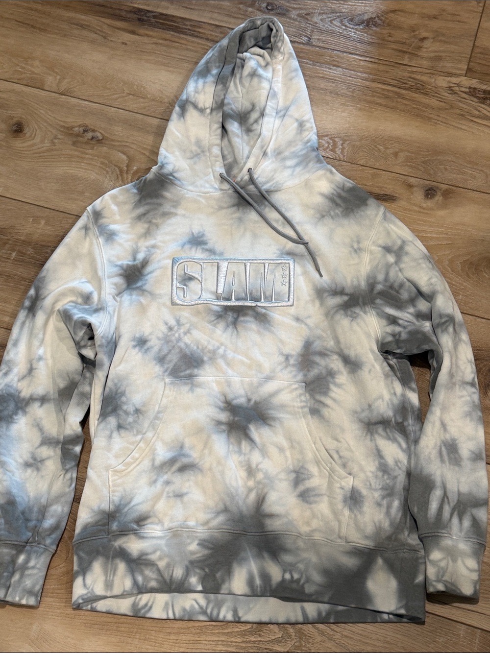 SLAM Men's Gray Tie-Dye Hooded Sweatshirt - Small
